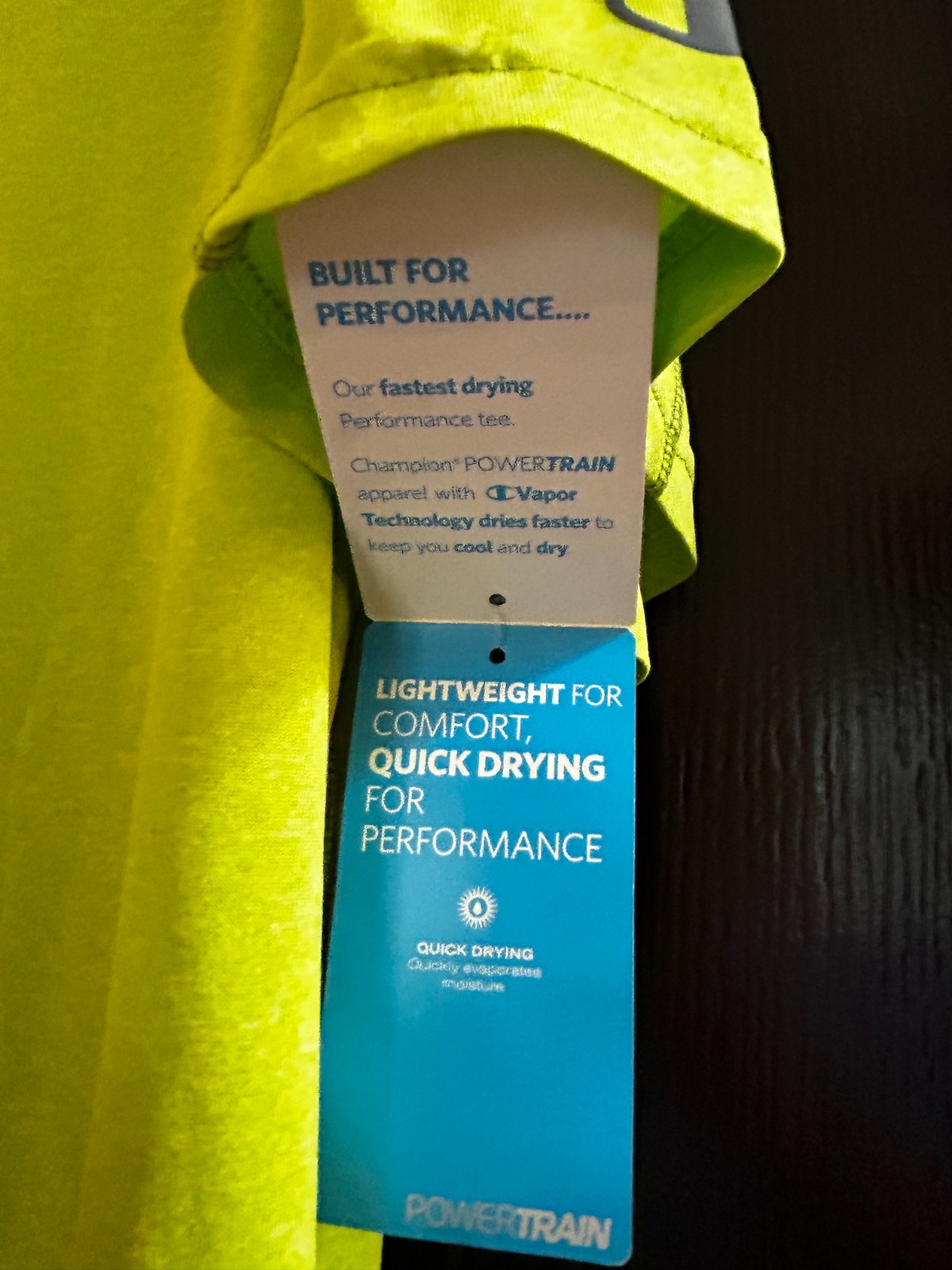 Men's Champion Powertrain Quick Dry Performance Lime Green Shirt Size L *NWT* gallery