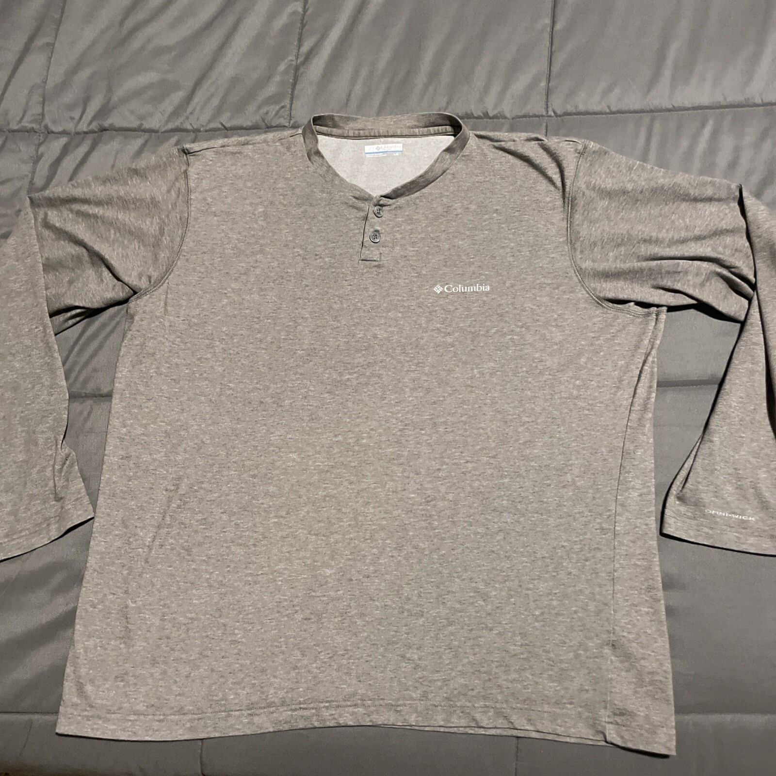 Columbia Omni Wick 2 Button Long Sleeve Pullover Gray Men’s Large Hiking Outdoor gallery