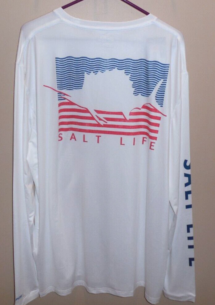 Salt Life Performance SLX Performance L/S Men's Medium Shirt Top White UV 30 New gallery