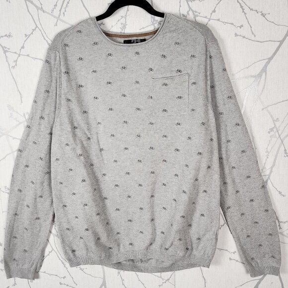 Le31 Gray Bicycles Printed Cotton Modal Crewneck Long Sleeve Tee | Men's L gallery