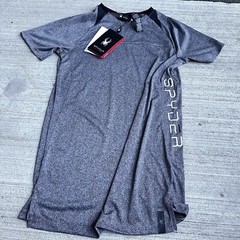 New Men’s SPYDER Active Gray Raglan Crew Short Sleeve Shirt Size S