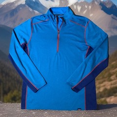 Patagonia Capilene Midweight Pullover Mens Large Blue 1/4 Zip Base Layer 44445