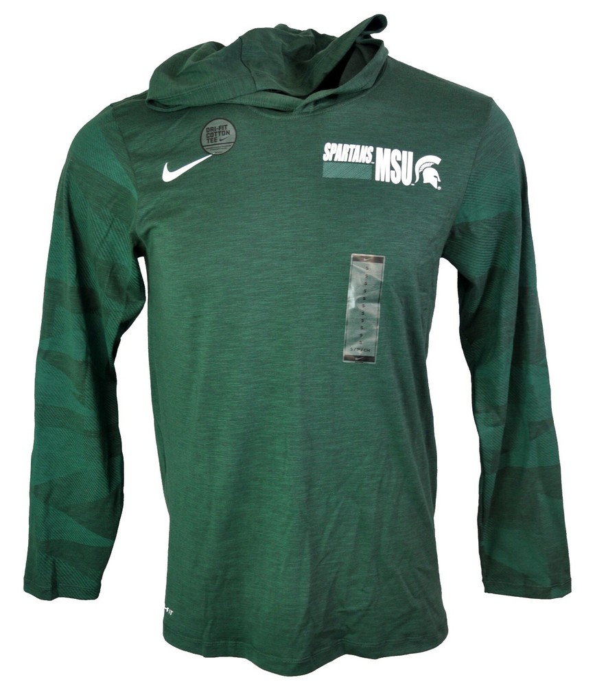Nike Michigan State Hoodie Tee Men's Size S Spartans MSU Long Sleeve Green