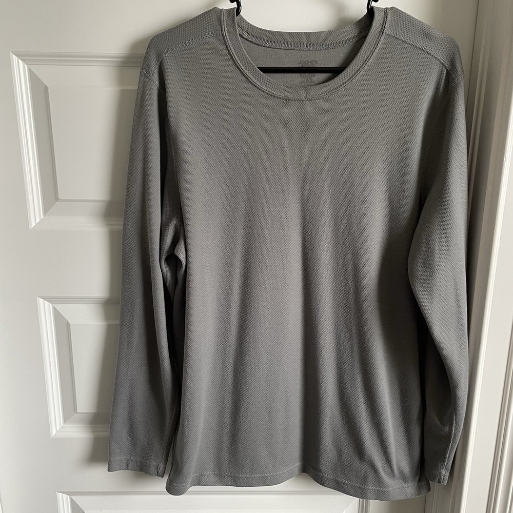 Jockey Men’s Large Long Sleeve Gray Pullover Lightweight Thermal Crew Neck