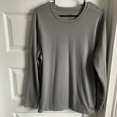 Jockey Men’s Large Long Sleeve Gray Pullover Lightweight Thermal Crew Neck