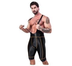 Amoresy Men’s Octavian Wrestling Black Singlet Spandex Lycra 2X XXL