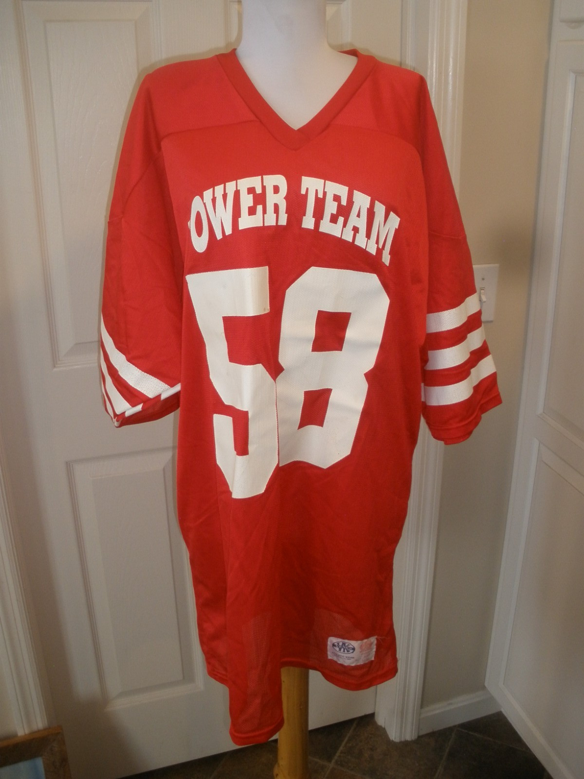Vntg RARE Men's Power Team StrengththruChrist Red Jersey North 58 Venus 50-52(7A gallery