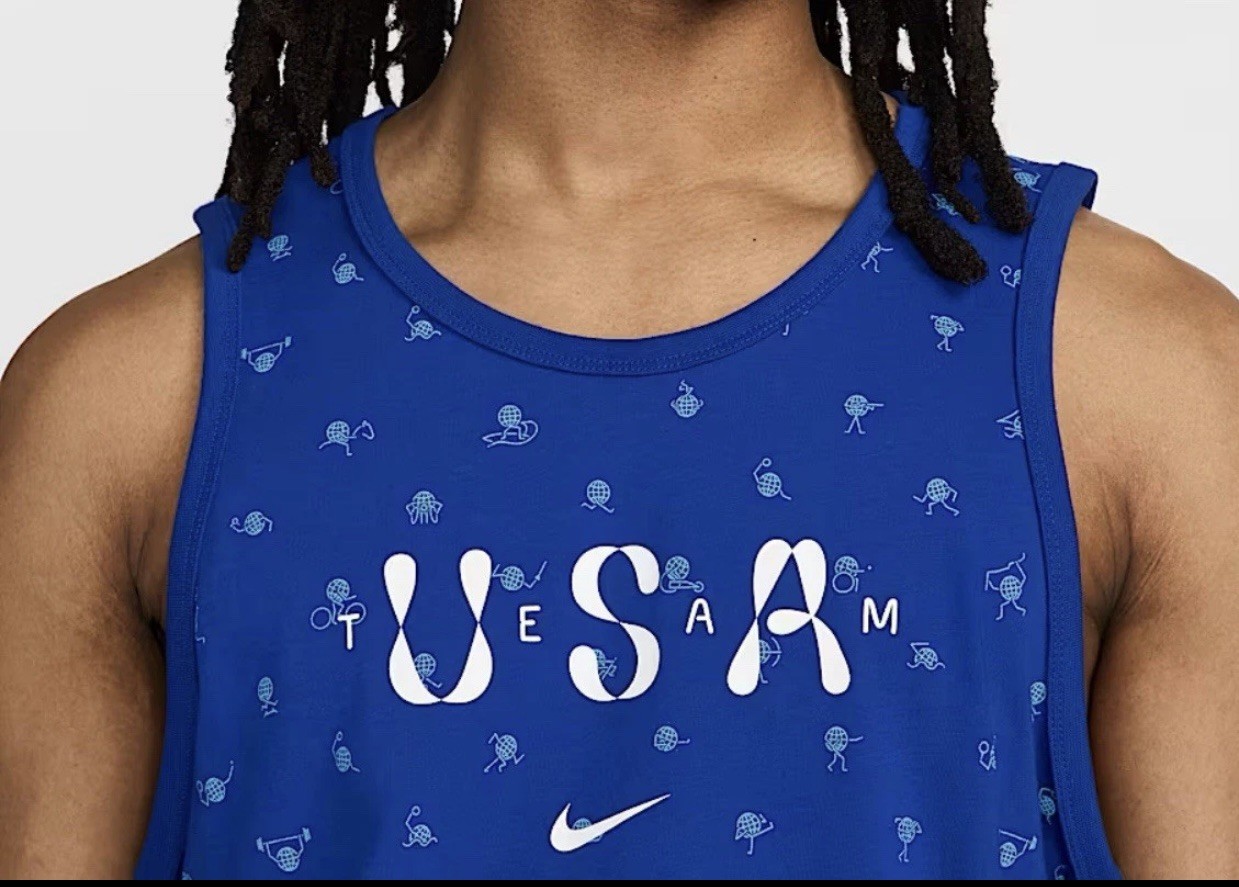 Nike USA Club Tank Top Men's Small Blue All Over Print FN0879-417 gallery