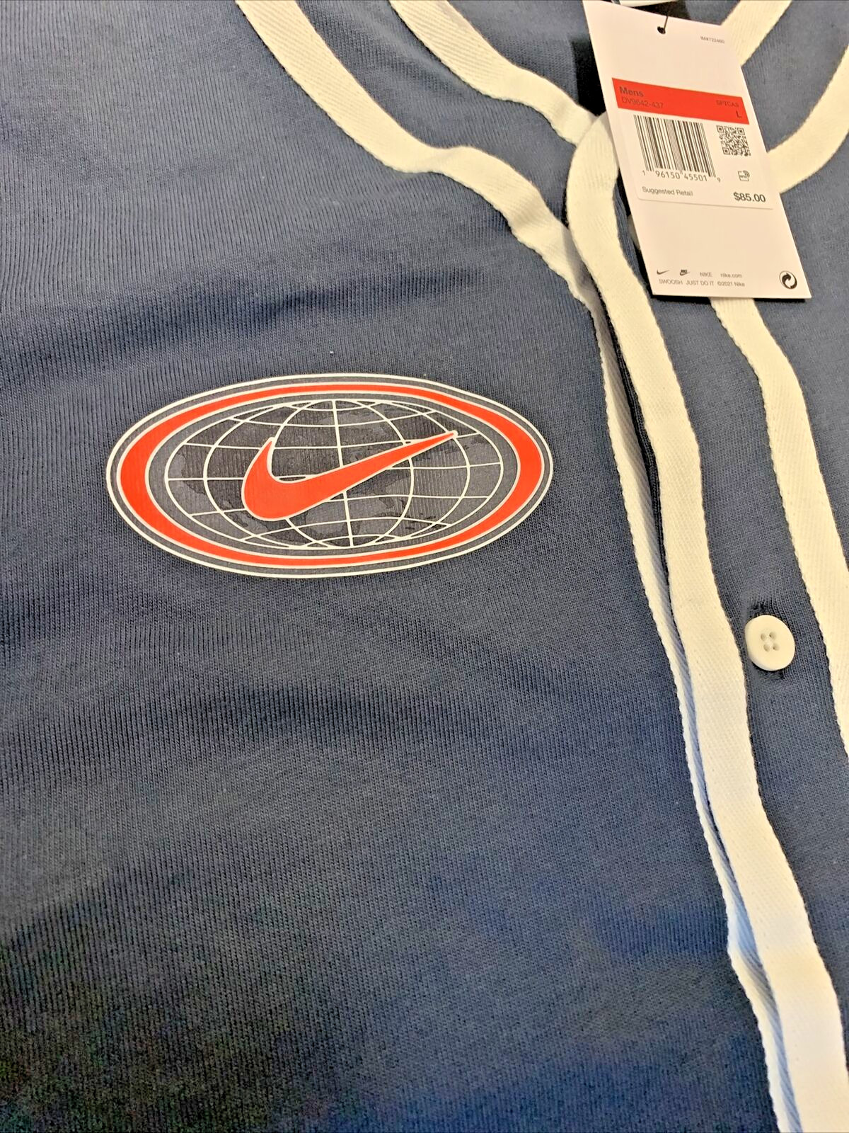 Nike Sportswear Americana Top Button Up Mens Jersey Blue DV9642-437 Size Large gallery