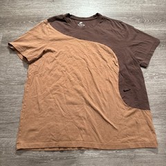 Nike Shirt Mens XL Brown Colorblock Tee Sportswear Color Clash DV9629-256 Swoosh