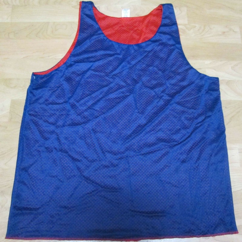 Men Tank Top Reversible Large 5 Pc 3 Color 100 % Nylon Royal/White Red/Navy gallery