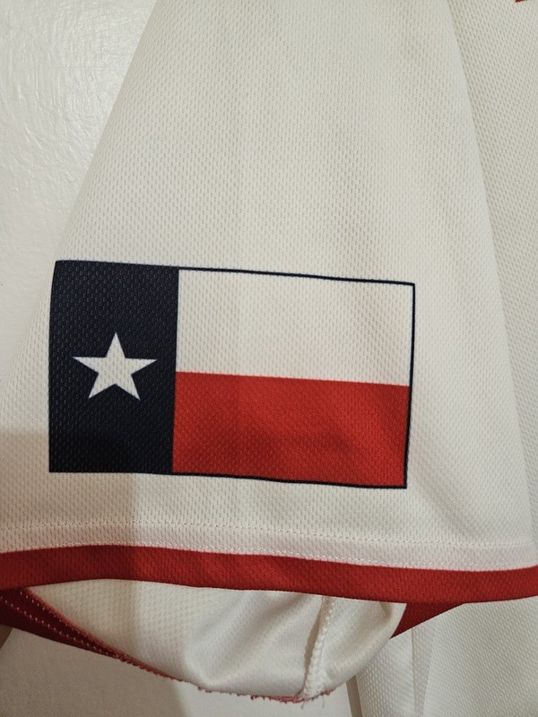 New Balance Team Issue Men's L White/Red/Blue Mesh V-Neck Baseball Jersey gallery