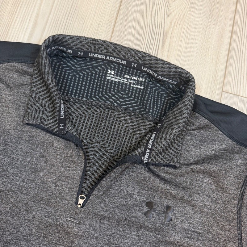 Under Armour Mens ColdGear 1/4 Zip Pullover Charcoal Gray Fitted Size 2XL gallery