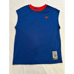 Starter Mens Blue Mesh Sleeveless Jersey Shirt Red Trim Boys XL 14/16