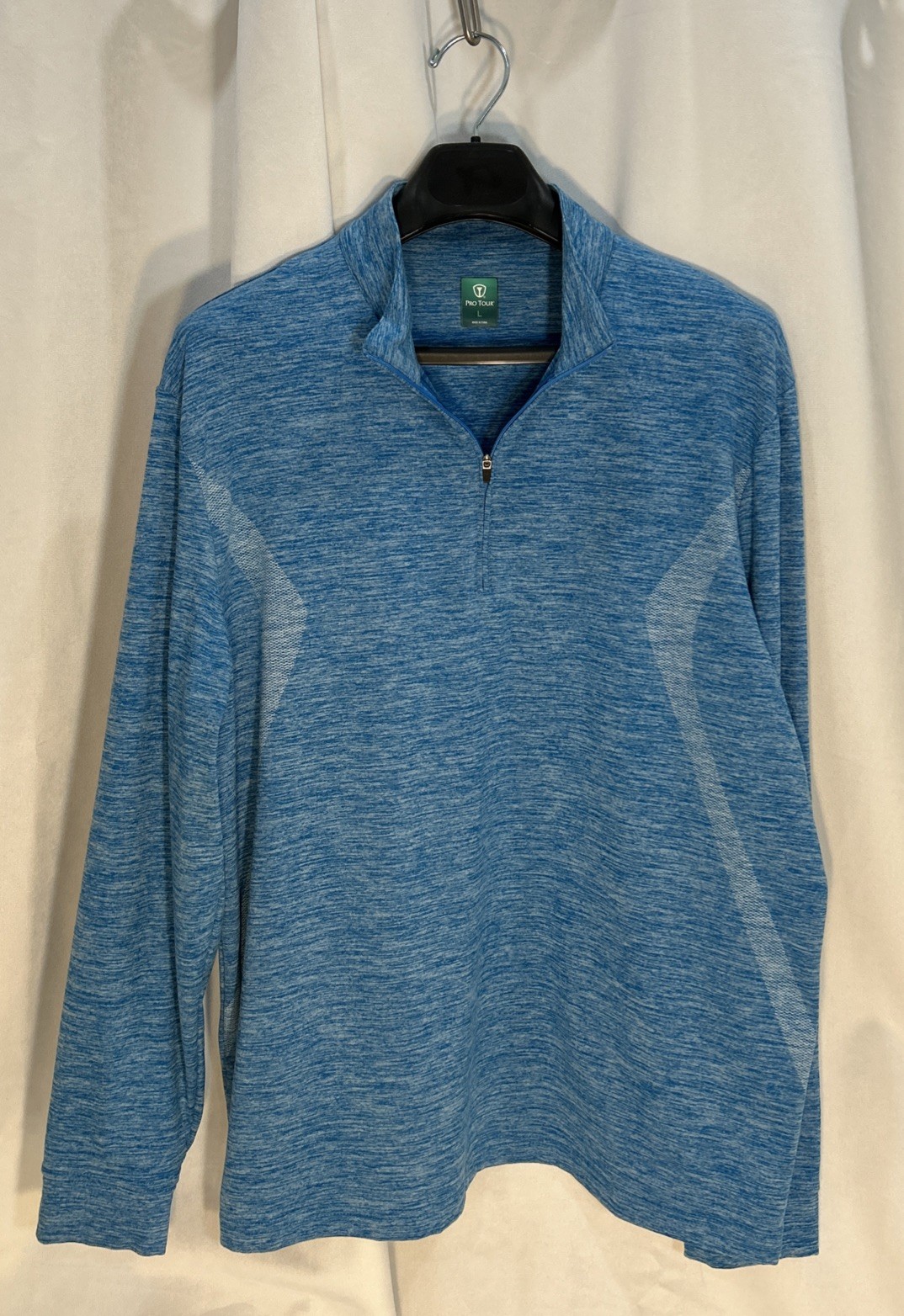 Pro Tour Men’s Lightweight Long Sleeve Quarter Zip Pullover Light Blue Stretch gallery