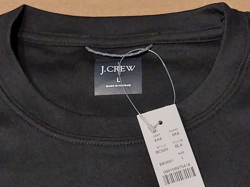J Crew Men's Large COOLMAX Performance Tee T Shirt Black UPF 50+ BO520 NWT gallery