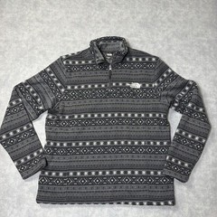 The North Face Pullover Mens Large Gray Fleece 1/4 Zip Fair Isle Long Sleeve Top