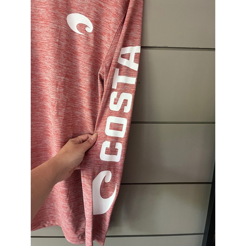 Costa Del Mar Red Heathered UPF 50 LongSleeve Technical Crew Performance Shirt S gallery