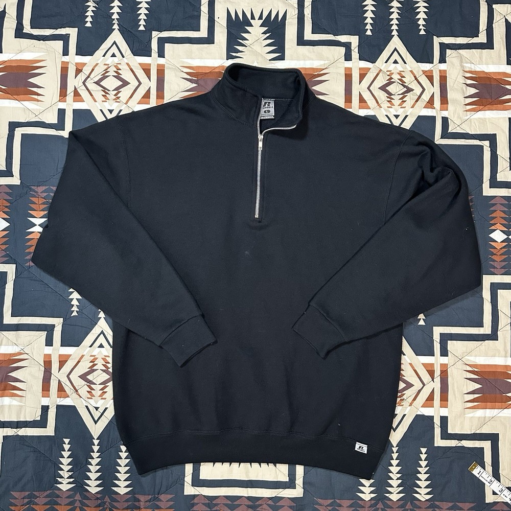 Russell Athletic Men's Dri Power Fleece Quarter Zip Sweatshirt Black Size L