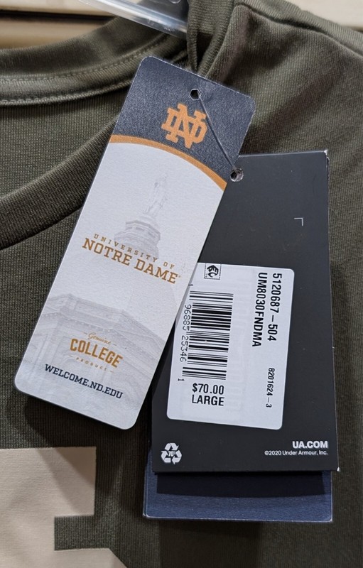 NEW Men's Large Under Armour UA Freedom Collegiate Long Sleeve Shirt Notre Dame gallery