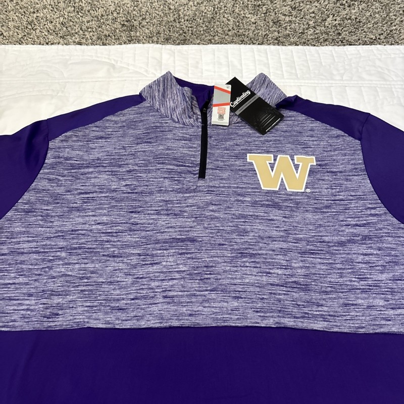 2 Washington Huskies Large Long Sleeve 1/4 Zip Pullovers Purple Gray Game Mode gallery