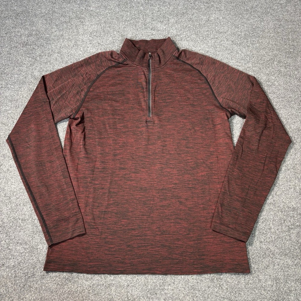Lululemon Metal Vent Tech 1/2 Zip Pullover Mens Large Red Black Heathered