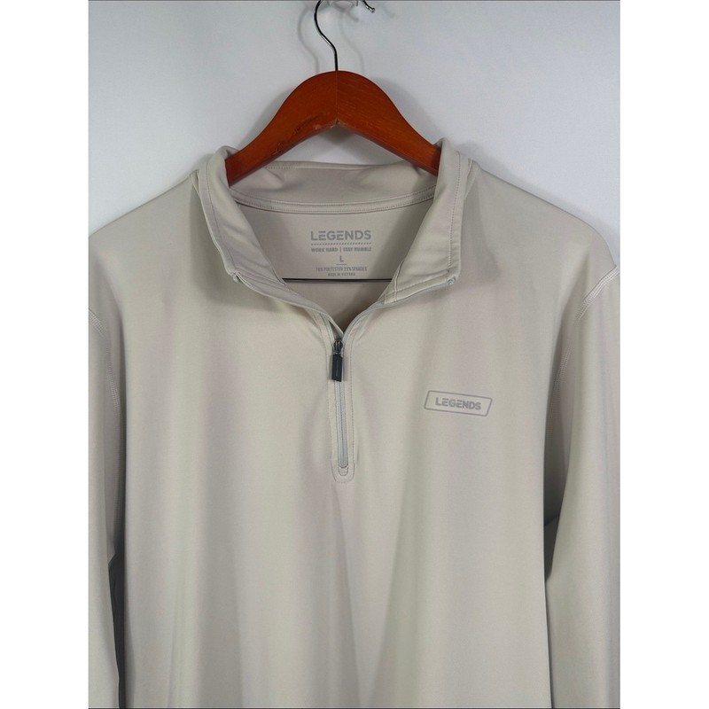 Legends Light Beige Quarter-Zip Pullover Performance Long Sleeve. Mens Size L gallery