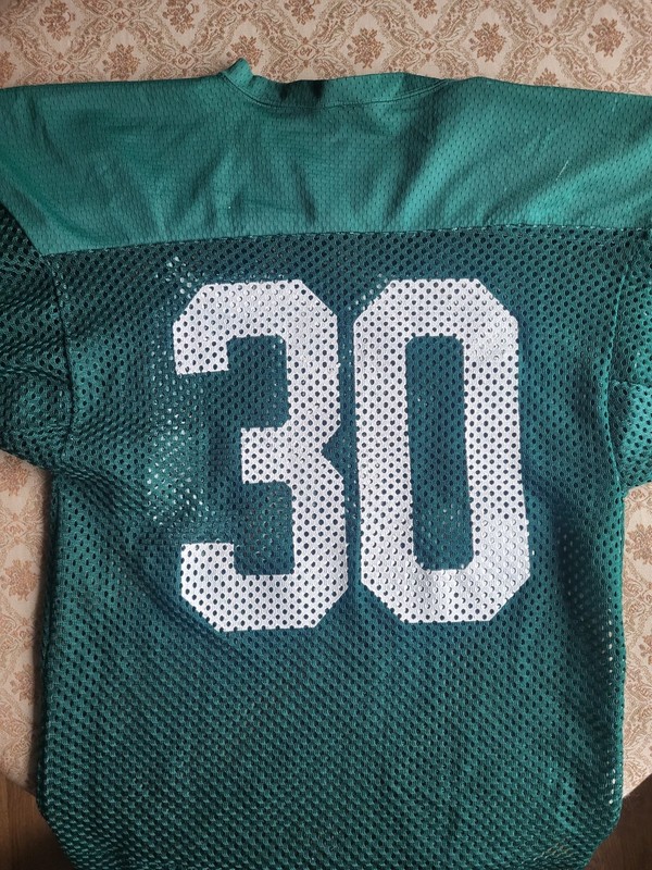 VINTAGE CHAMPION 70's 80's FISHNET MESH FOOTBALL JERSEY SIZE M GREEN #30 gallery