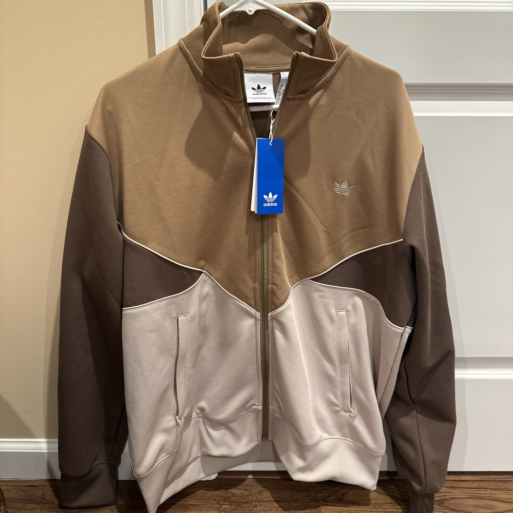 Adidas Originals Men’s ADICOLOR CUTLINE TRACK TOP IU2365 Beige Size LARGE