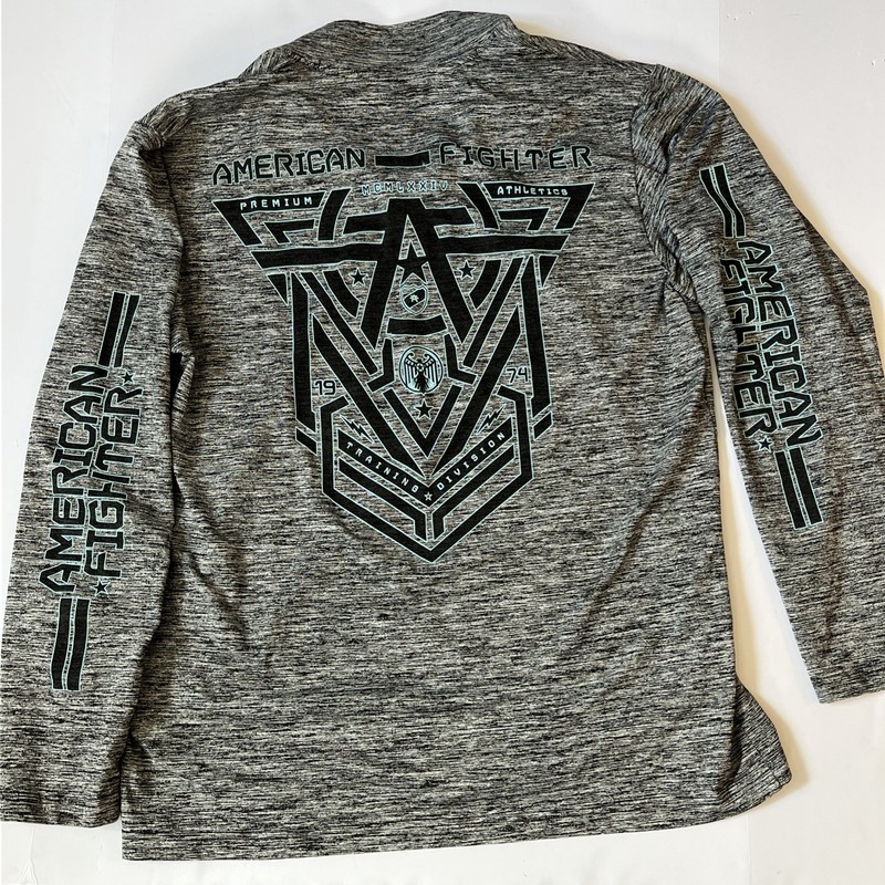 American Fighter Pullover Mens 2XL Gray 1/4 Zip Long Sleeve Graphic Athletic Top gallery