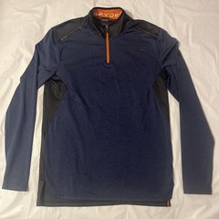 Spyder Active Pro Web Shirt Men M Blue Performance Stretch Mock Neck Athletic