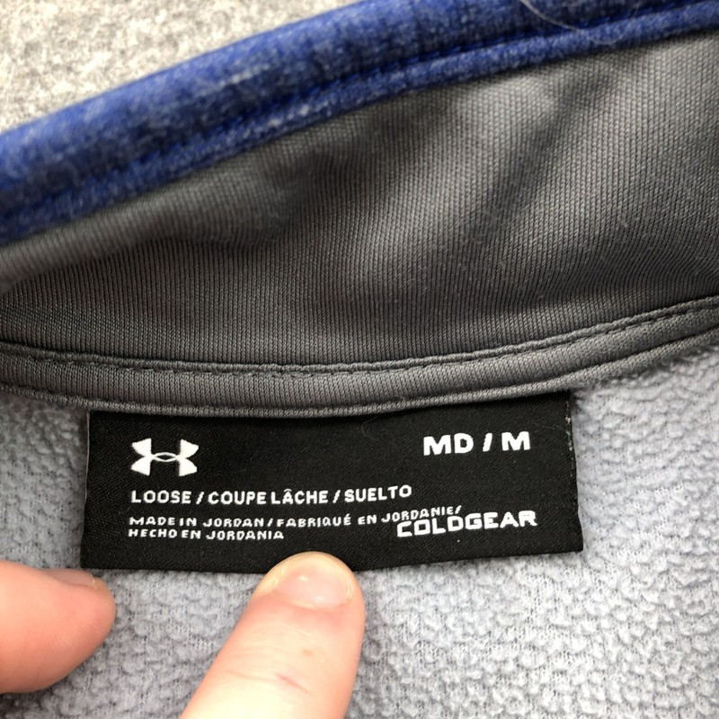 Under Armour Pullover Men Medium Blue 1/4 Zip Gym Workout Coldgear Fleece Logo gallery