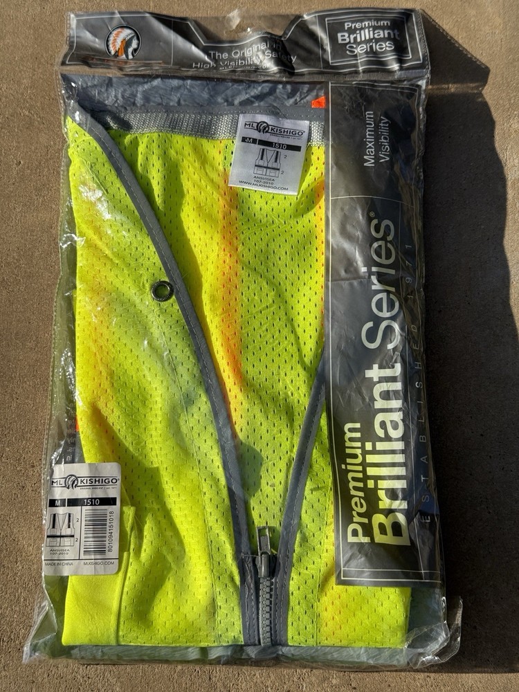 ML Kishigo Men's Medium Premium Brilliant Series Heavy-Duty Class 2 Vest - 1510