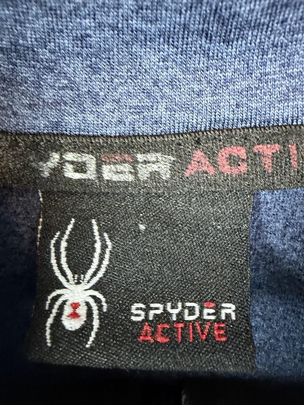 Spyder Active Pullover Mens Medium Blue 1/4 Zip Long Sleeve Stretch Athletic Top gallery