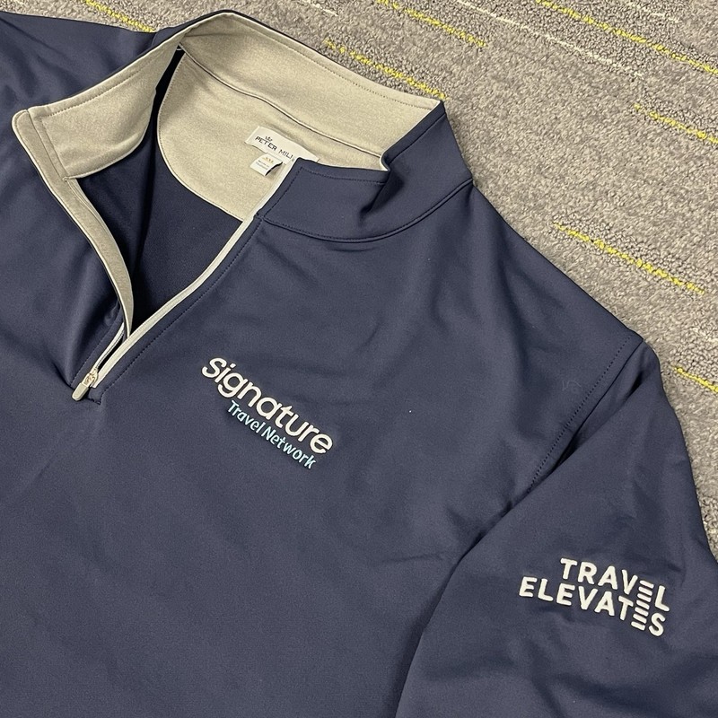 Peter Millar Perth Performance Quarter 1/4 Zip Pullover Men’s 2XL Blue Golf gallery