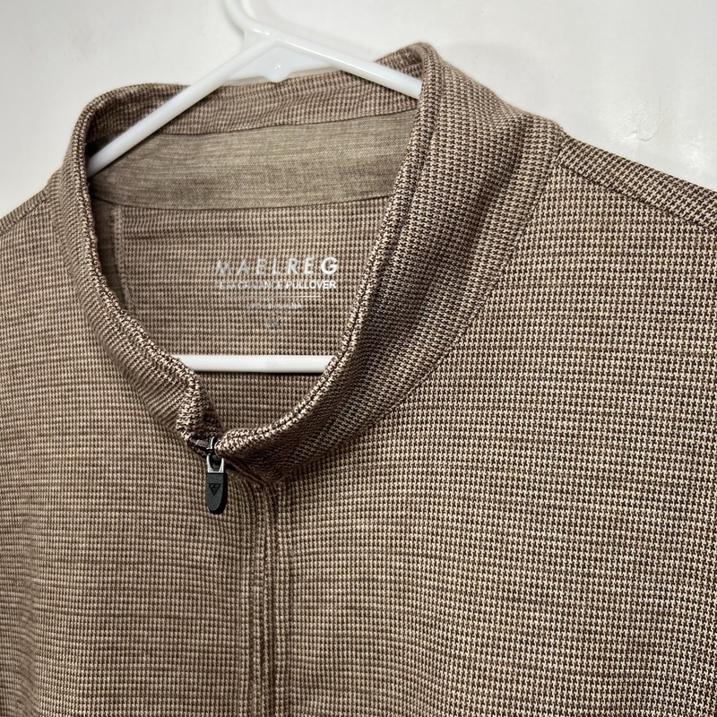 Maelreg 1/4 Zip Performance Pullover Mens 2XL XXL Brown Houndstooth Performance gallery