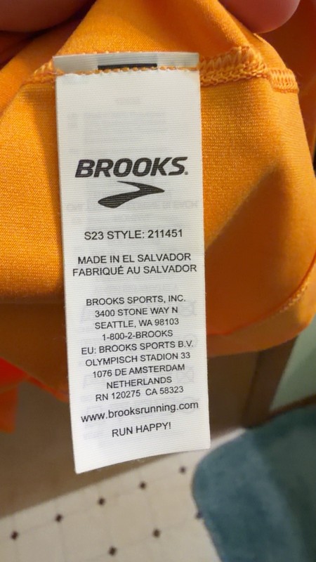 Brooks Mens Large 1/4 Zip Running Pullover Orange Long Sleeve Thumb Holes gallery