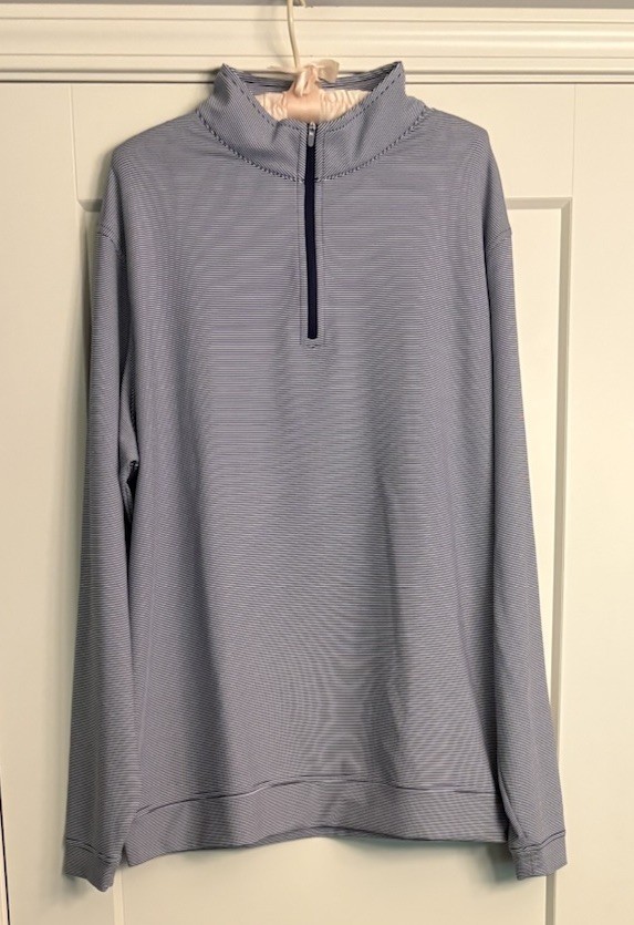 Peter Millar Men’s Sz XL Perth Performance 1/4 Zip Pullover Blue/White Stripe gallery
