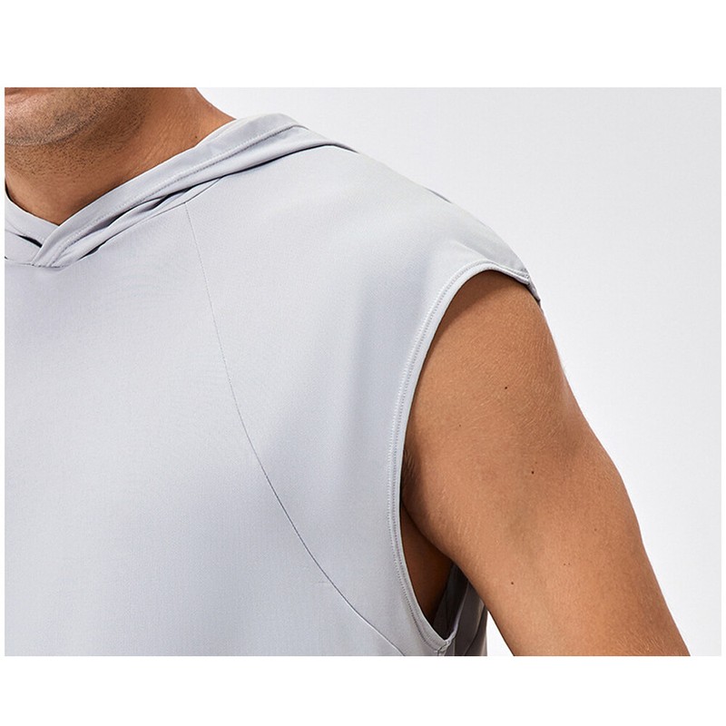 Men Sports Fitness Vest Quick Dry Breathable Running Gym Summer Hooded Tops gallery