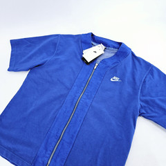 Nike French Terry Short Sleeve Zip Light Jacket Shirt Mens MEDIUM M Blue NEW