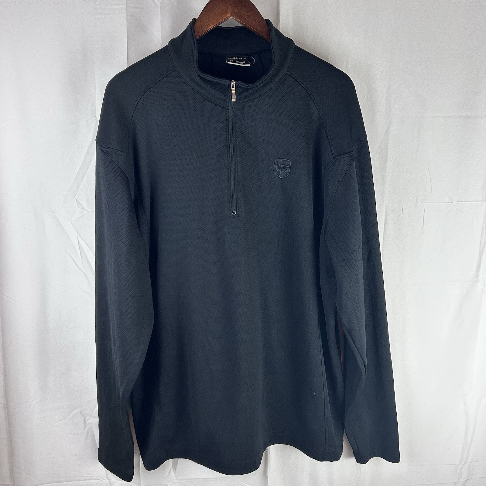 Nike Golf Light Jacket Men's Size XXL Black 1/4 Zip Mock Neck Company Logo UPS gallery