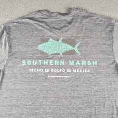 Southern Marsh Shirt Mens Large Gray FieldTec Fish Graphic Long Sleeve Pocket