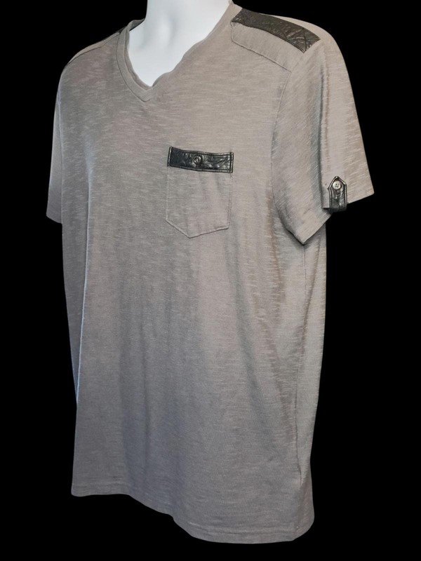 Rock & Republic Men's Gray V-Neck Activewear T-Shirt gallery