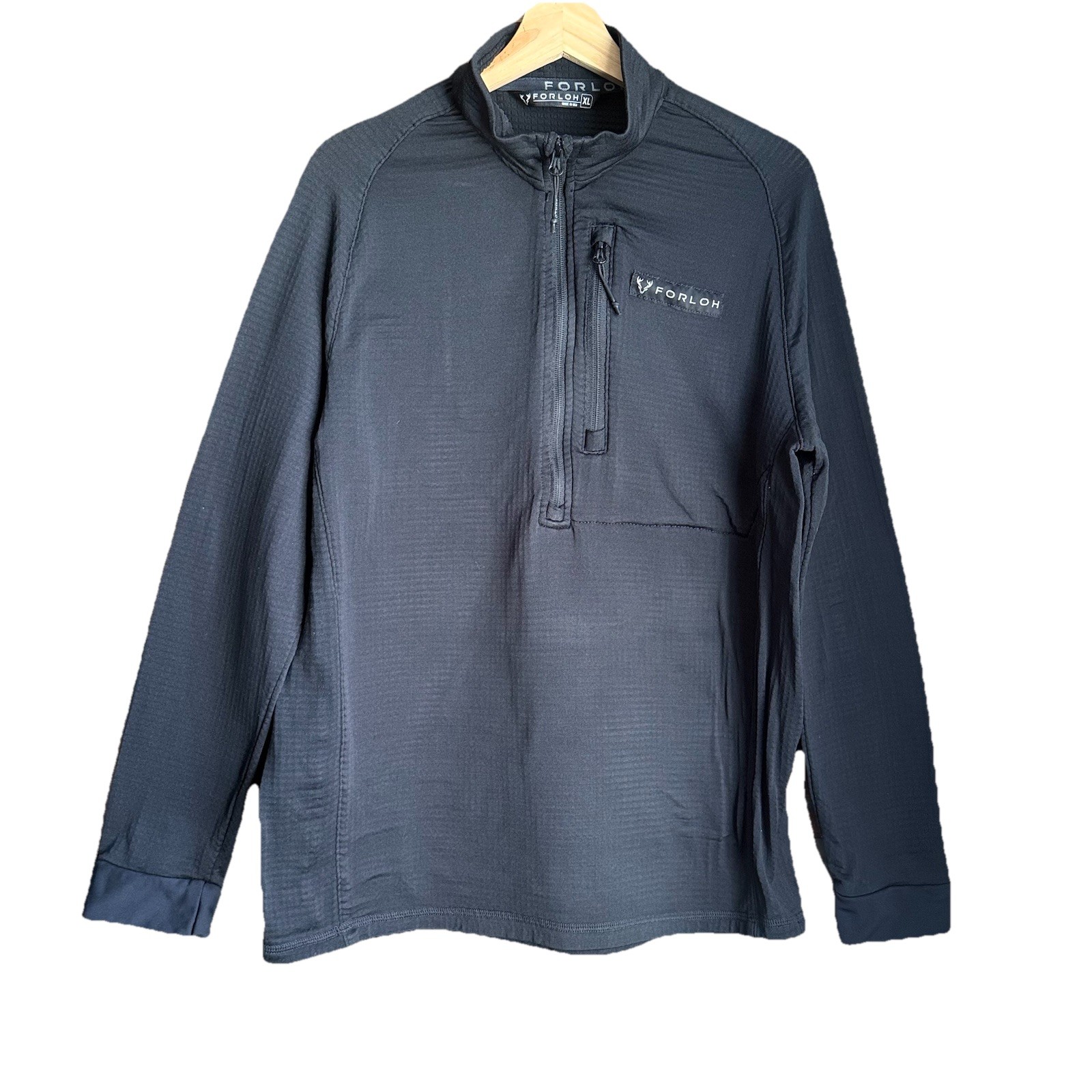 FORLOH Men’s Polartec Power Grid Fleece 1/2 Zip Pullover XL Black Technical gallery