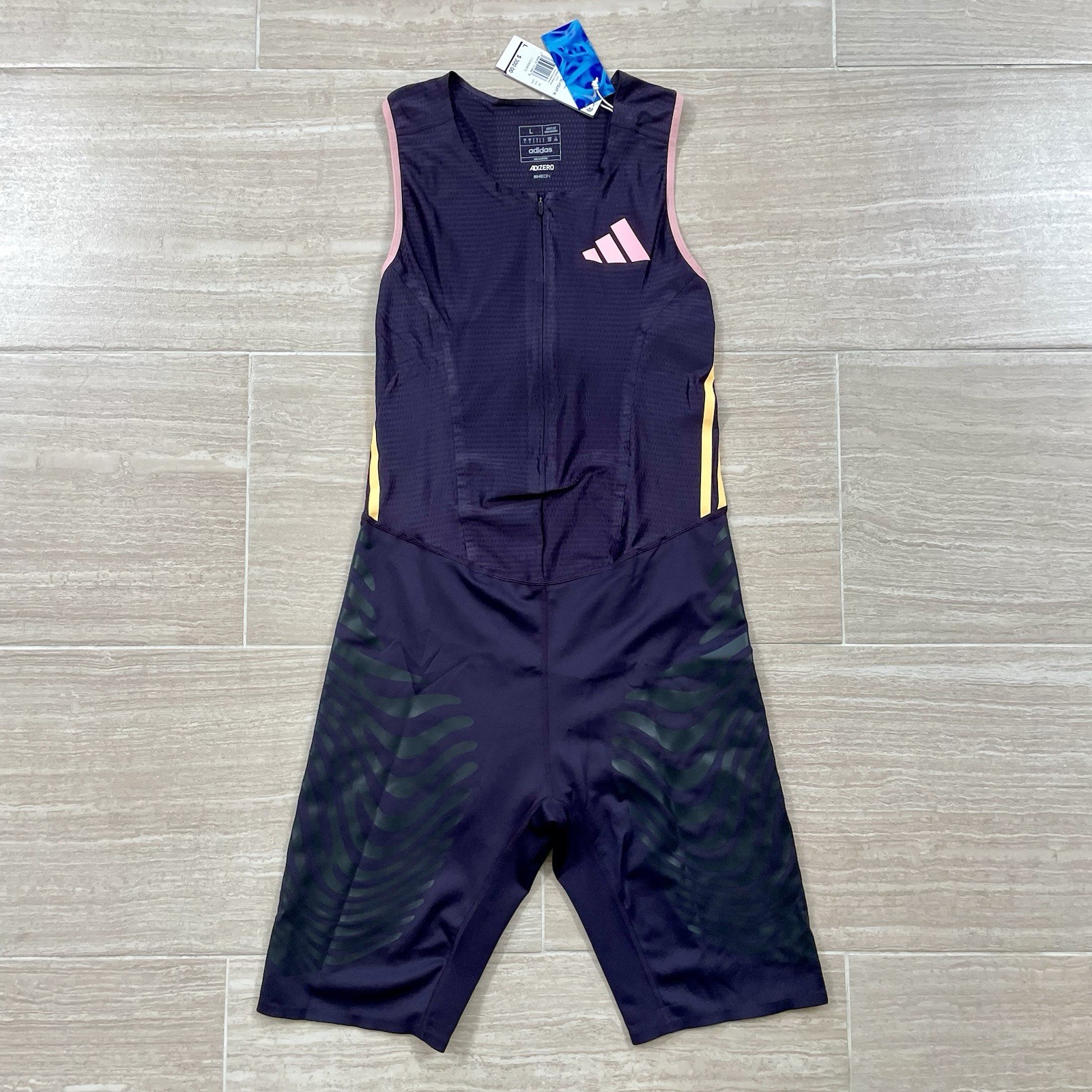 Men’s Size L adidas Pro Elite RHEON Sleeveless Speedsuit NWT Aurora Black gallery