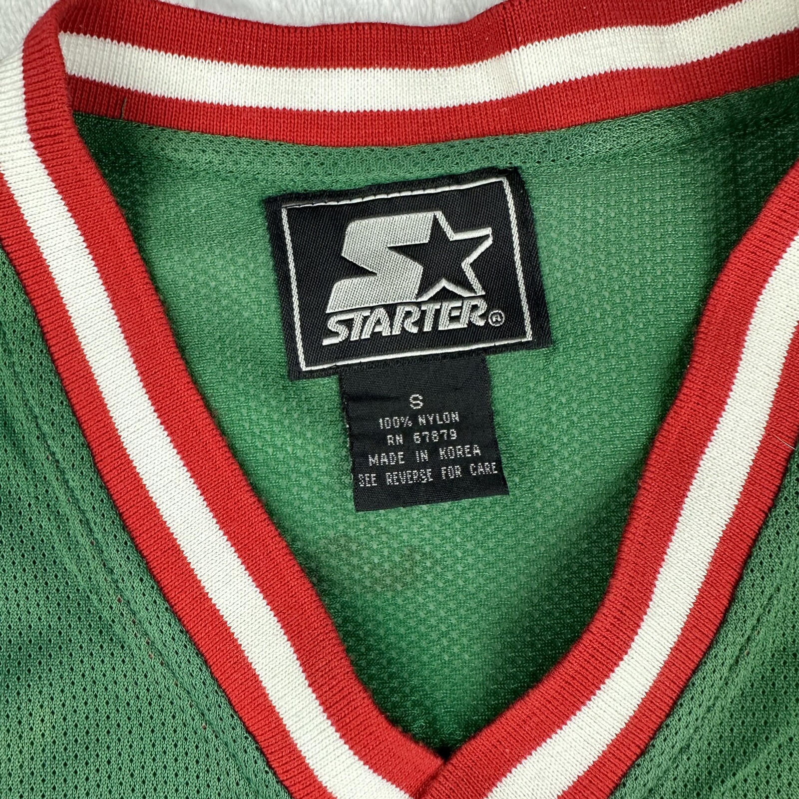 Vintage Starter Mens Green Red White Colorblock Basketball Jersey Size Small gallery