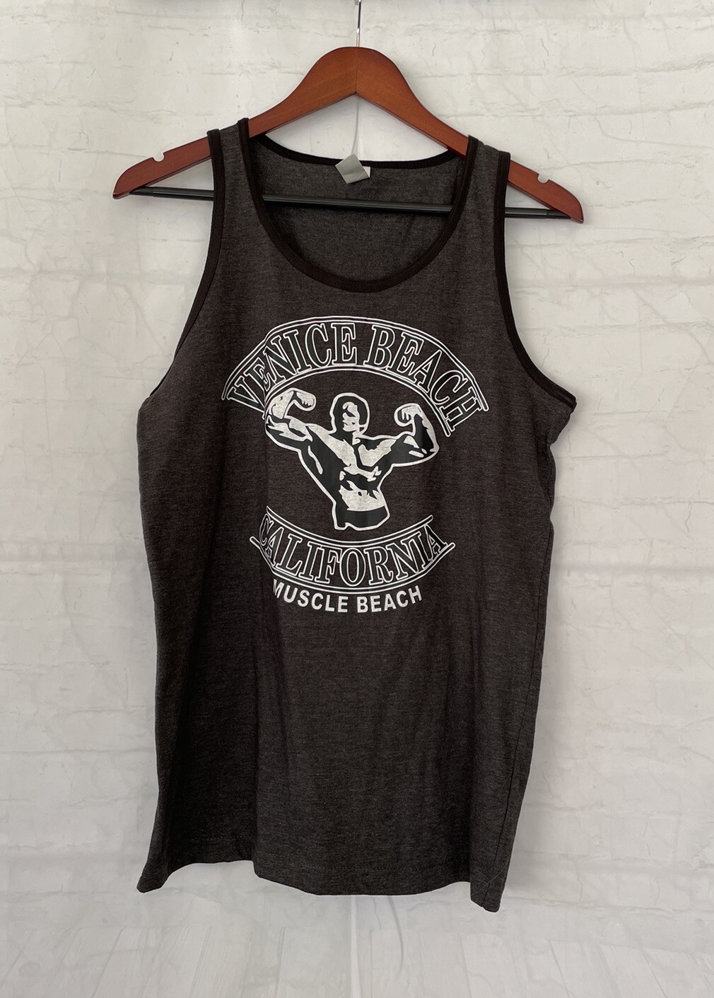 AMS Unisex Venice Beach California Muscle Arnold Schwarzenegger Tank Top Grey S gallery