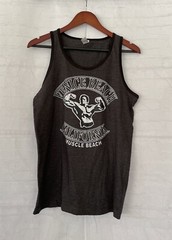 AMS Unisex Venice Beach California Muscle Arnold Schwarzenegger Tank Top Grey S