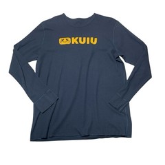 Kuiu Thermal Waffle Knit Base Layer Crewneck Shirt Mens Blue Logo Spellout