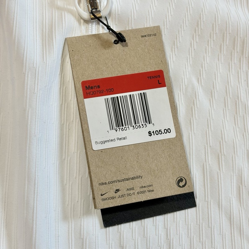 Nike Court Slam Dri-FIT ADV 1/4 Zip Tennis Polo White HQ0792-100 Mens Size Large gallery